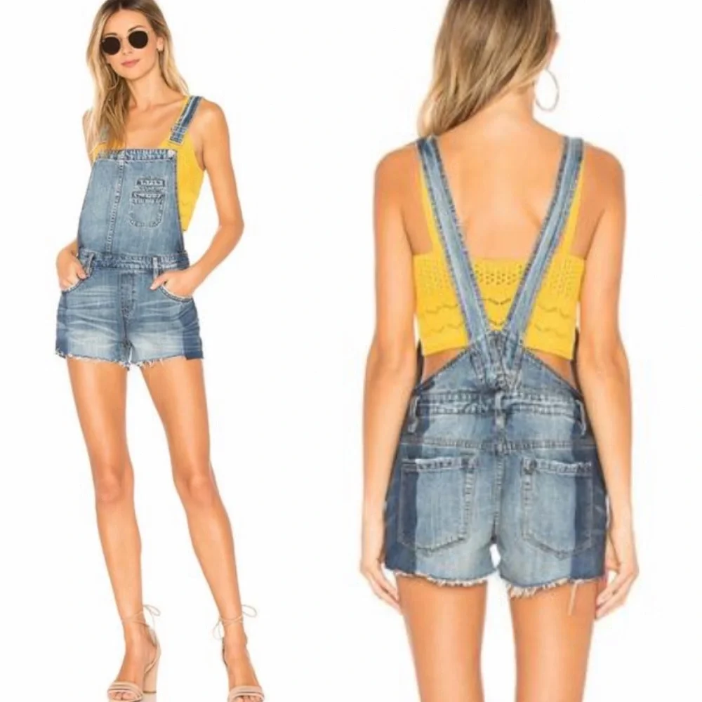 BLANK NYC Overalls Funny Bone Distressed Denim Shortalls 27 - Picture 1 of 11